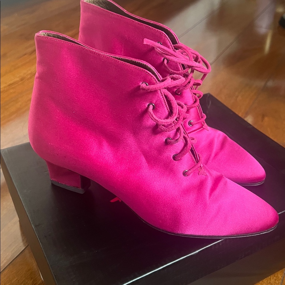 YVES SAINT LAURENT Pink Satin Boots Size 6 - Picture 10 of 17